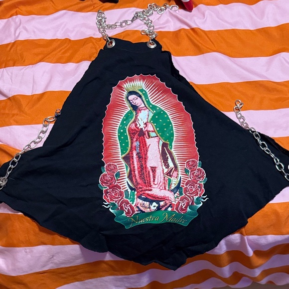Black Virgin Mary Graphic Halter Top - Picture 1 of 2